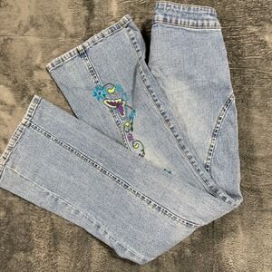 Route 66 Flare Jeans Womens 12 Blue Butterfly Embroidered Y2K Denim 1926